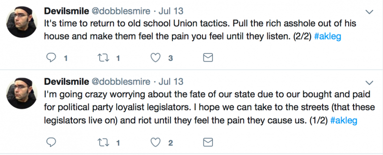 Who is Devilsmile and why is he calling for violence against Republicans?