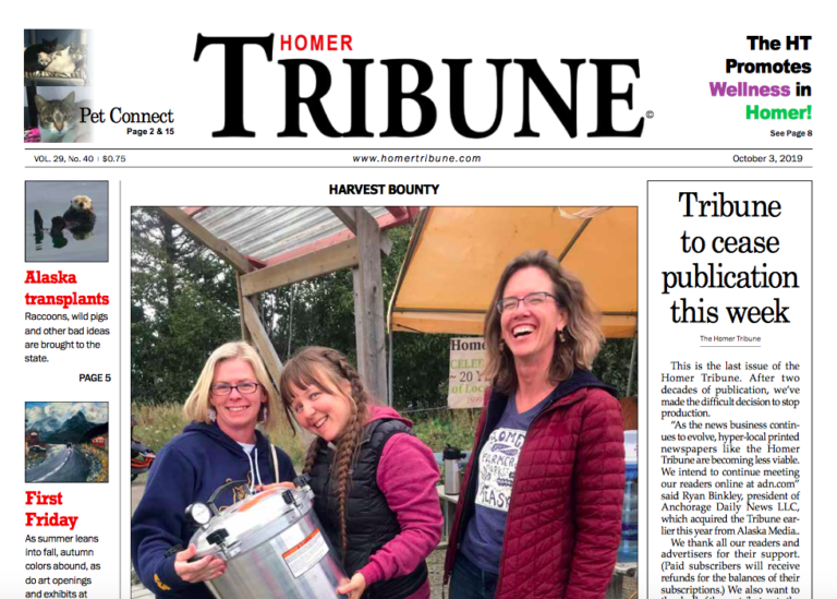 Homer Tribune shuts operations