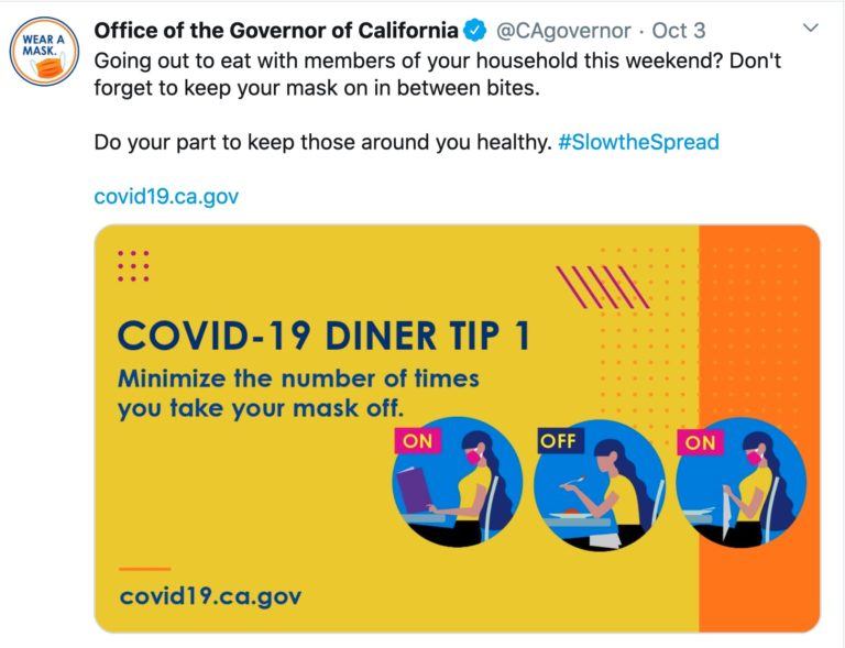 California governor: Put your ‘mask on between bites’