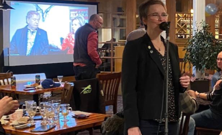 In Homer, an election watch party cheers Vance on election night