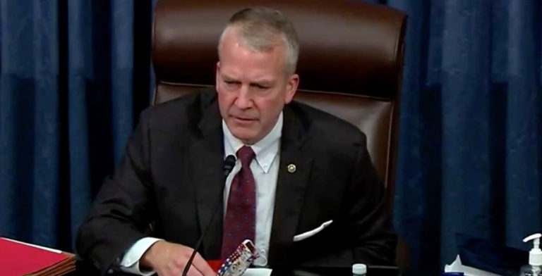 Democrat senator bullies Sullivan to wear his mask when at microphone