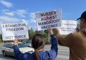 200 turn out to protest forced vaccinations at Alaska Native Tribal Health Consortium