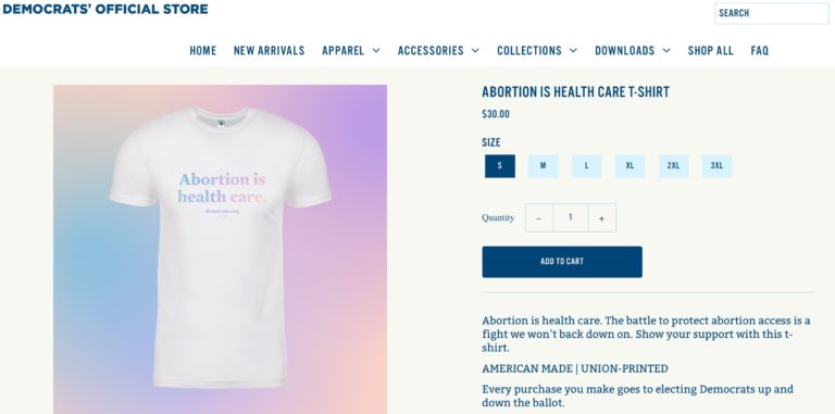 Democrats double down on abortion with new t-shirt proclaiming it  is ‘health care’