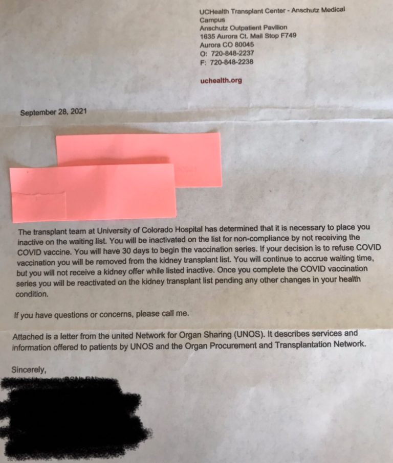 University of Colorado hospital now denies transplants to unvaccinated patients