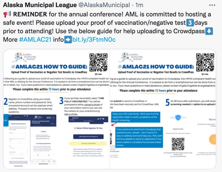 Vaccine passport needed for Alaska Municipal League annual conference in Anchorage