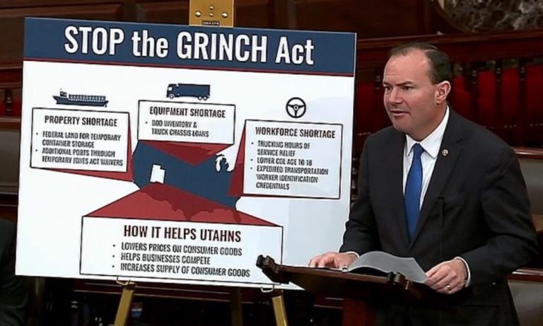 Senate Theater: ‘Stop the Grinch Act’ mocks ‘Bare Shelves Biden’ for price, supply chain problems