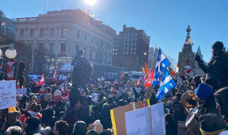 As Trudeau flees capital, truckers and freedom supporters converge on Ottawa