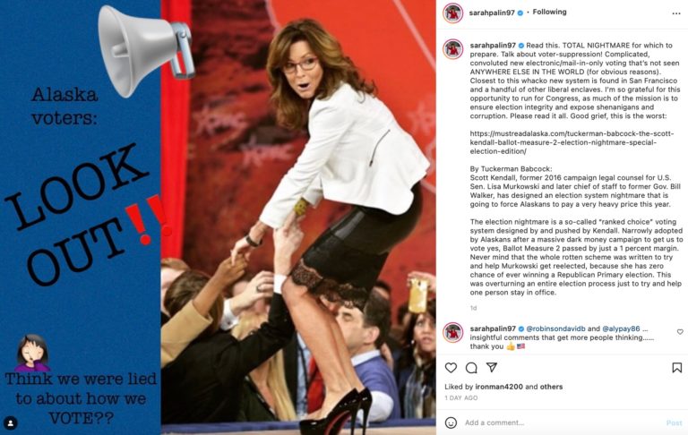 Sarah Palin appears to be suddenly comprehending what Ballot Measure 2 — Ranked Choice Voting  — means to Alaska elections