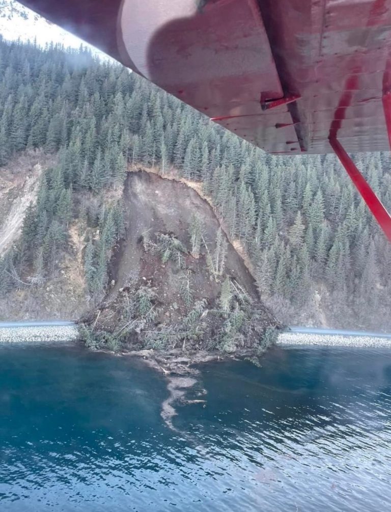 Dramatic photo shows Lowell Point landslide