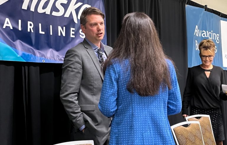 Nick says he’ll ‘rank the red,’ while Sarah and Mary dodge question at Anchorage Chamber of Commerce