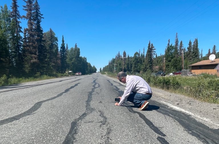Road warrior: Sen. Peter Micciche spotted in Nikiski measuring ruts in road