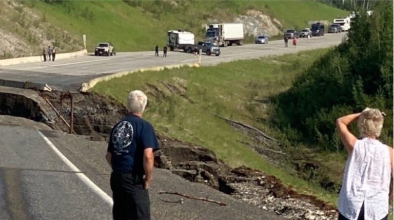 Alaska Highway closed north of Fort Nelson, road washed out