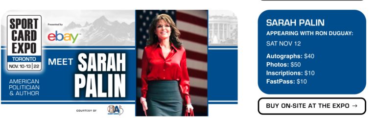 Palin in Toronto signing autographs at card-trading show