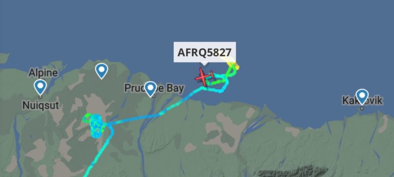 Breaking: Air Force shoots down item over Prudhoe; temporary flight restriction over Deadhorse, as Air Force C-130 circles Prudhoe Bay