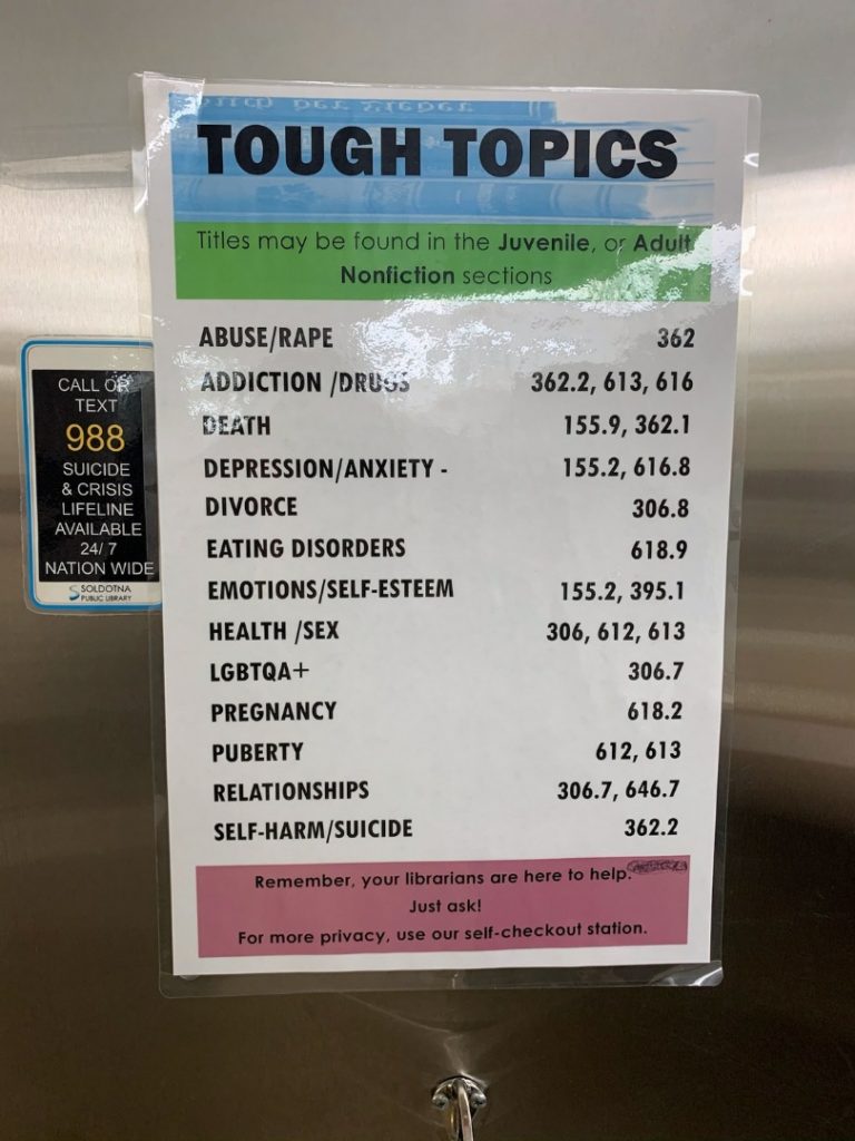 Helpful Soldotna librarians post controversial book recommendations inside bathroom stall doors