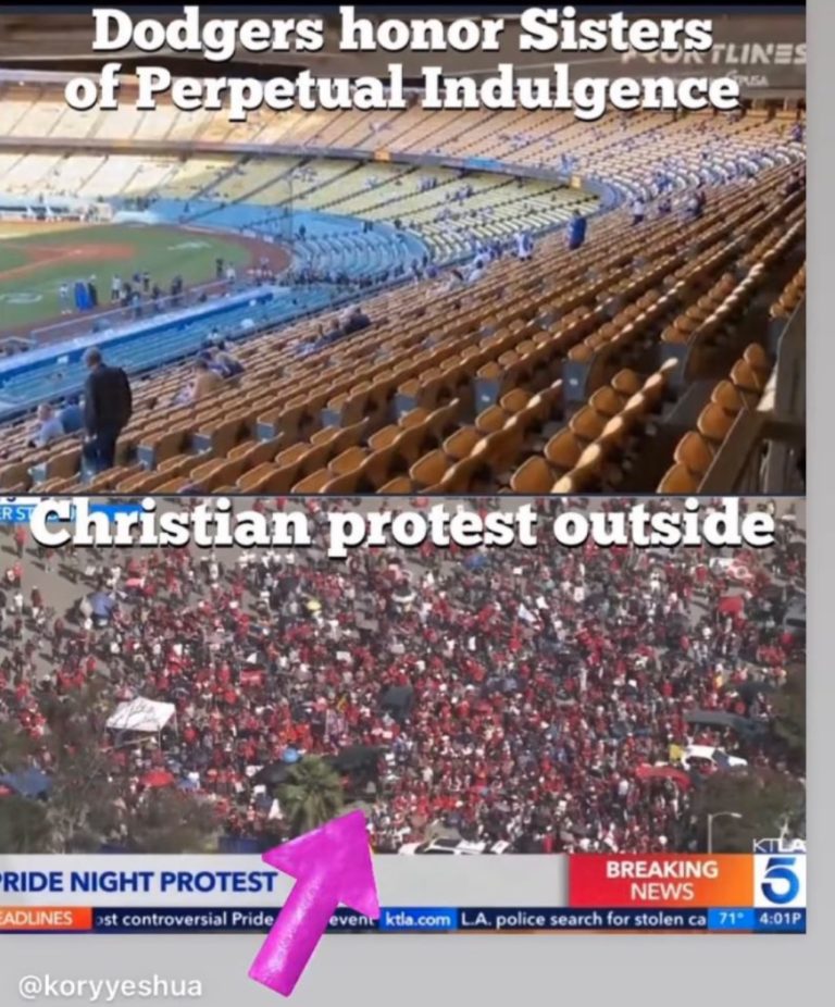 Dodgers dodge, honor anti-Catholic hate group a full hour before first pitch, as protesters gather outside
