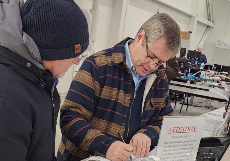 Paper chase: Chris Tuck is first in the door to file for mayor