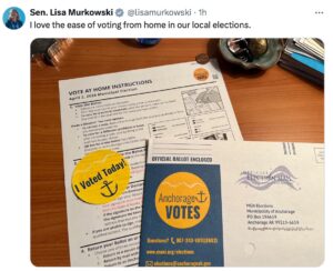 Murkowski won’t endorse Bronson for mayor, but endorses mail-in elections in Anchorage