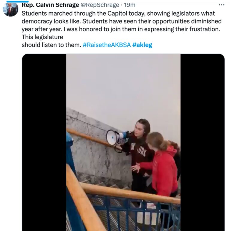 Students swarm Alaska Capitol, disrupt committees, egged on by Democrat legislators