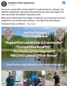 Fairbanks police job listing goes viral as Anchorage officers lose hope under Mayor LaFrance and Chief Case