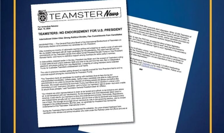 Teamsters poll members and it’s a landslide for Trump (so no endorsement for president this year)