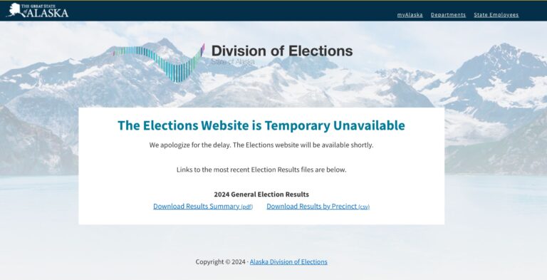 Breaking: Alaska Election Division website down on Election Day morning … and now working again