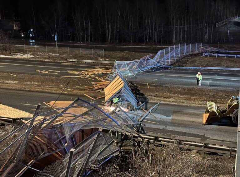 Anchorage windstorm blows down pedestrian bridge