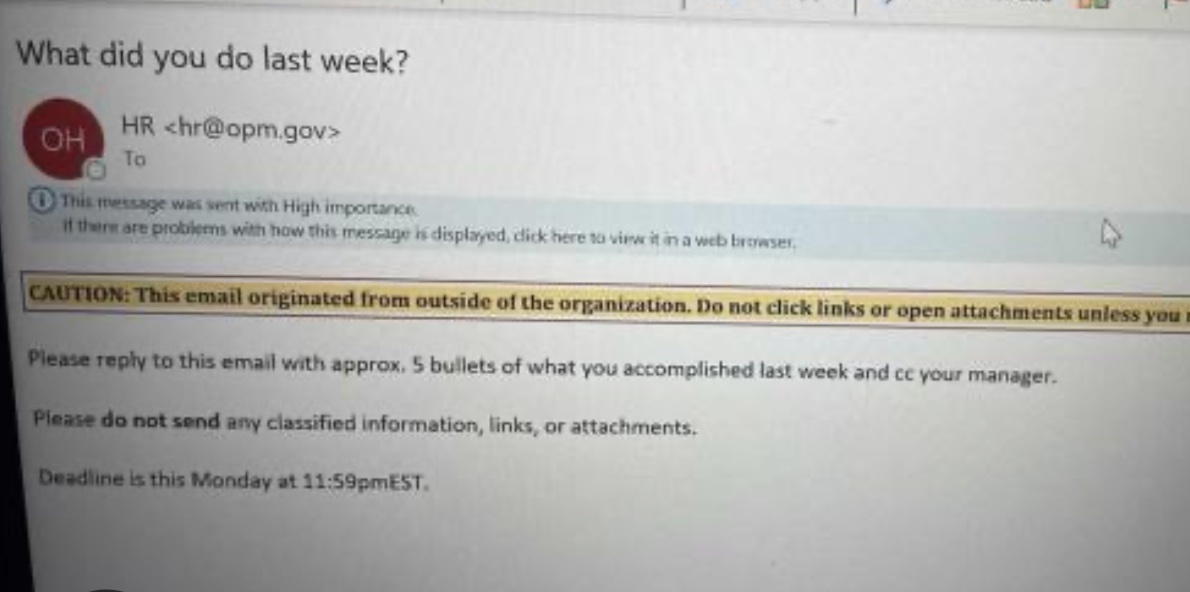 Federal workers get memo from the boss what did you do last week