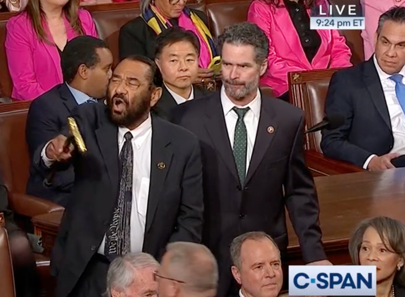 Democrat representatives start singing protest song as Rep. Al Green ...