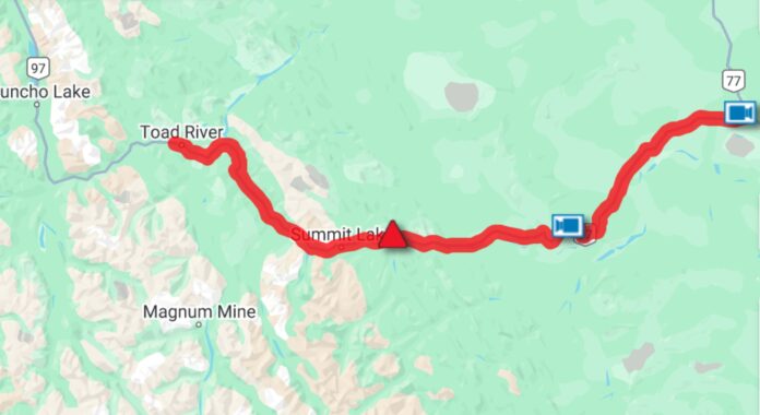 Alaska Highway in Northern BC closed due to fire
