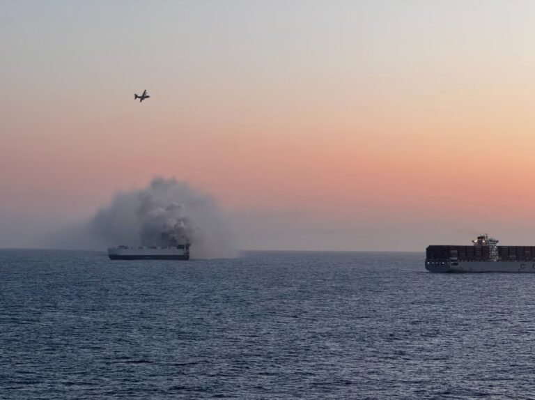 Inferno at sea: Crew rescued after massive cargo ship fire south of Adak