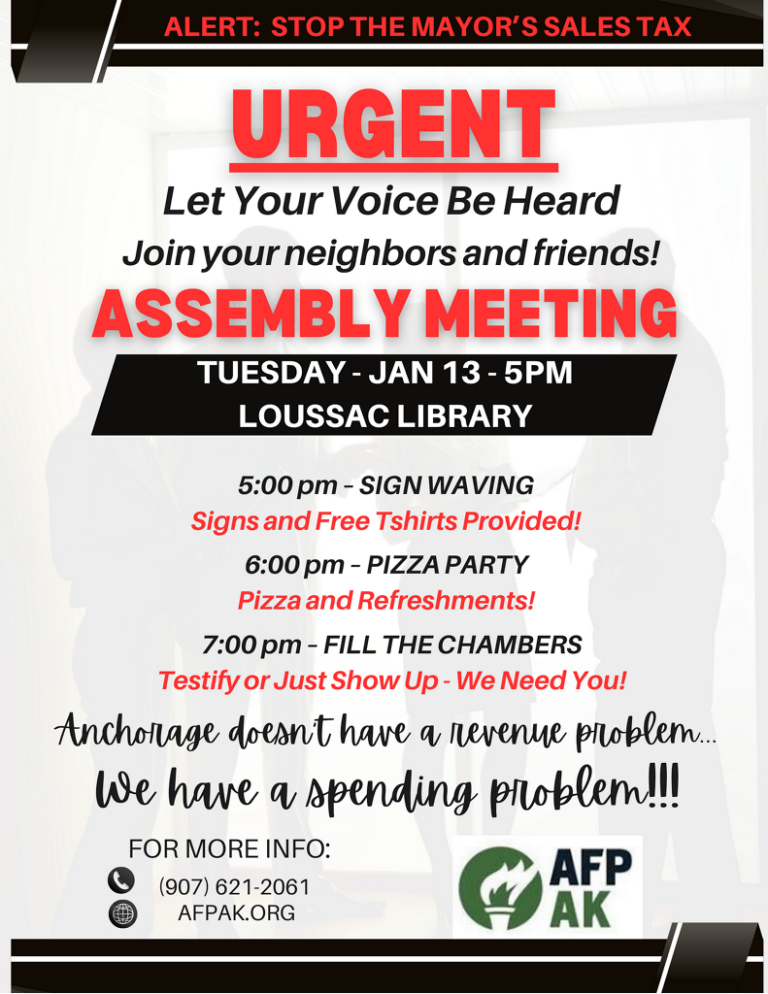 Join Americans for Prosperity Alaska in Speaking Against LaFrance’s 3% Sales Tax